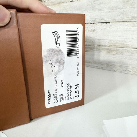 COACH Shoes Women Size 6.5 Black Patent Leather Ballet Flats W/ Box Low Arch - Picture 5 of 6